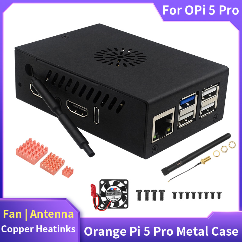 Pi 5 Case - Caja naranja Pi 5 Pro, ventilador