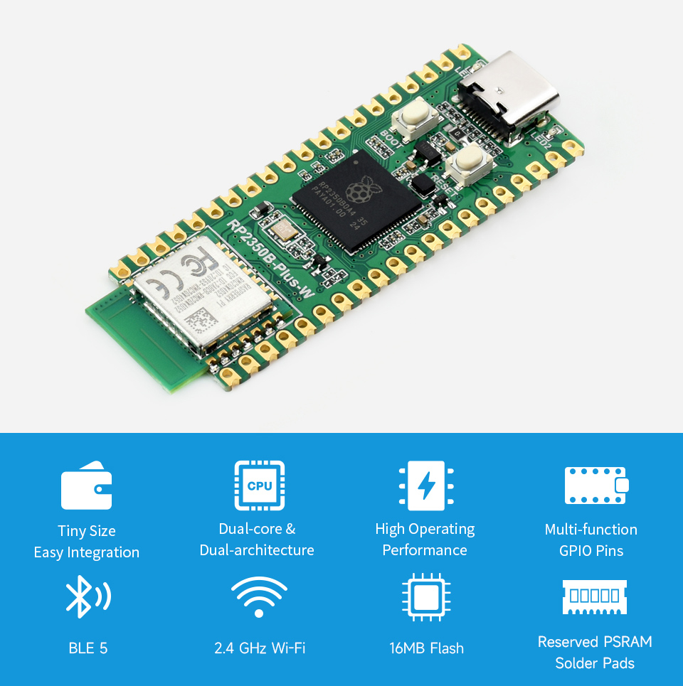 Placa de desarrollo RP2350B Pl - Raspberry Pi Kit reseña y precio